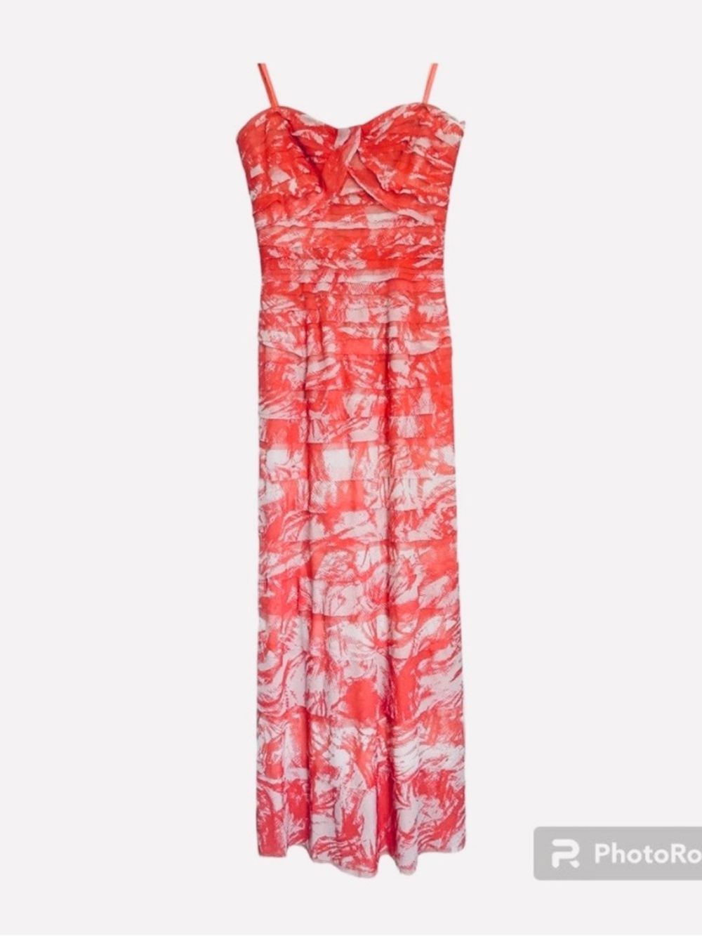 BCBGMaxAzria Erika Strapless Tiered Maxi Gown Orange Tan Size 2 Wedding Guest - Picture 3 of 4